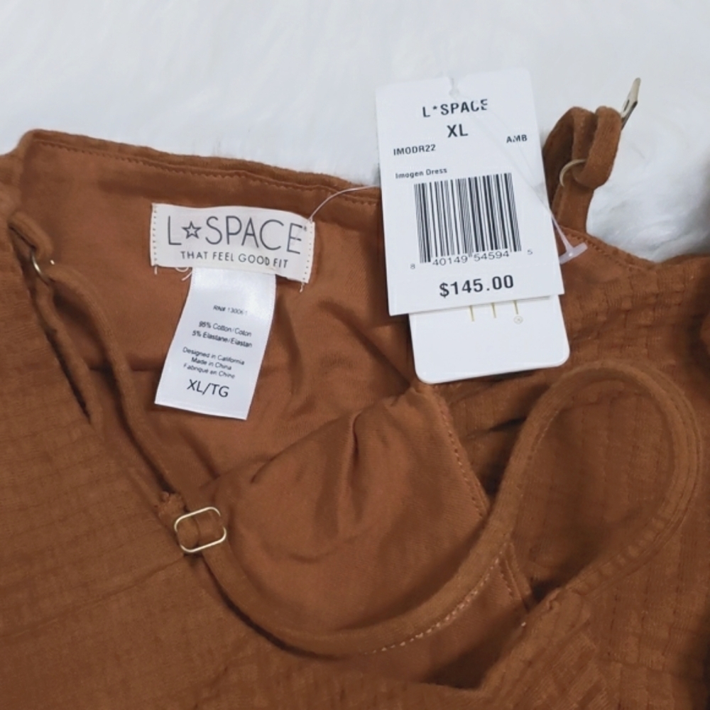 NWT L Space Imogen Midi Dress Orange Brown Size XL - Picture 8 of 8
